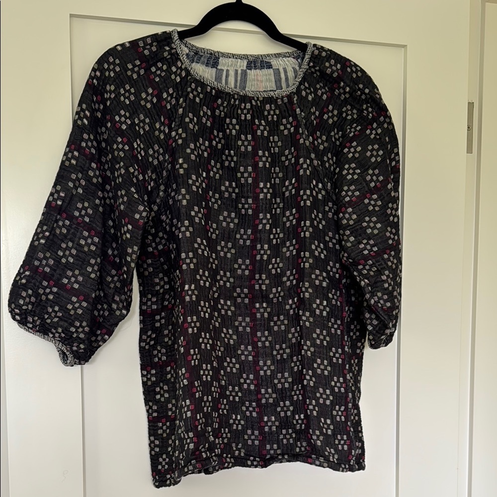 A&J heather top in kasuri/kente